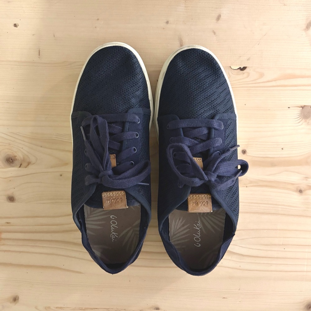 OluKai Pehuea Lī Navy Sneakers Mesh Convertible Comfort Women’s 9 - Picture 4 of 8